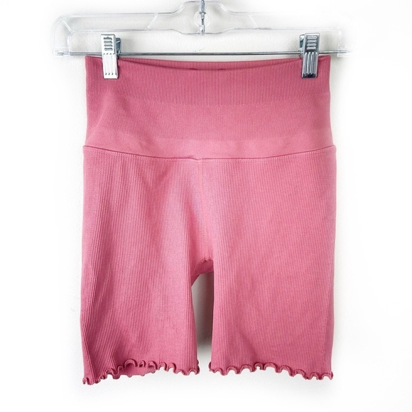 Spiritual Gangster Pants - Spiritual Gangster Seamless Ruffle hem biker shorts in dusty rose size: XS/S